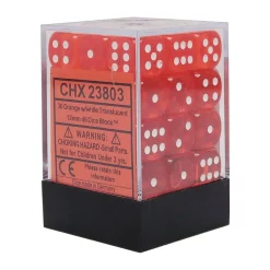 New ⭐ Chessex 6-Sided d6 Translucent Orange / White 12mm Dice Pack #23803 ✨