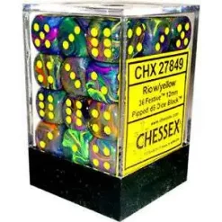 Outlet ⭐ Chessex 6-Sided d6 Festive Rio with Yellow 12mm Dice Pack #27849 ✔️