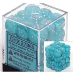 Best reviews of 🎉 Chessex 6-Sided d6 Cirrus Aqua with Silver 12mm Dice Pack #27865 ⌛