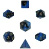 New 🔥 Chessex Gemini Black & Blue Dice with Gold Numbers Polyhedral 7-Die Dice Set ⌛