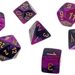 Flash Sale 🥰 Chessex Gemini Black & Purple Dice with Gold Numbers Polyhedral 7-Die Dice Set 🤩