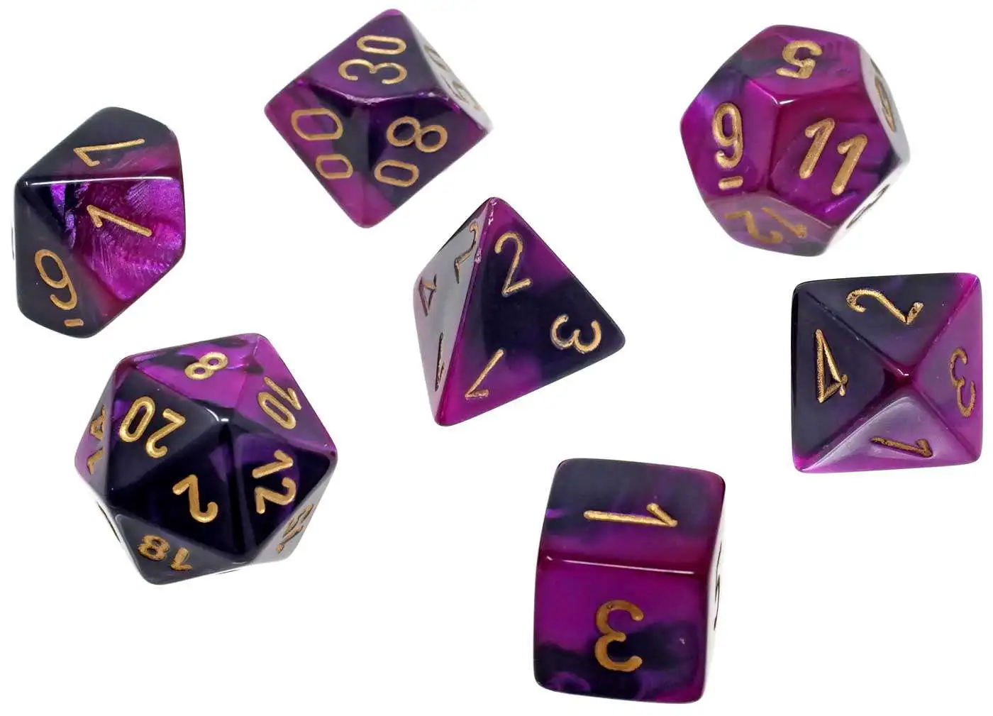 Flash Sale 🥰 Chessex Gemini Black & Purple Dice with Gold Numbers Polyhedral 7-Die Dice Set 🤩 1 Flash Sale 🥰 Chessex Gemini Black & Purple Dice with Gold Numbers Polyhedral 7-Die Dice Set 🤩