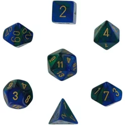 Best deal 💯 Chessex Gemini Blue & Green Dice with Gold Numbers Polyhedral 7-Die Dice Set ⌛