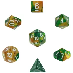 Best Sale ✨ Chessex Gemini Green & Gold Dice with White Numbers Polyhedral 7-Die Dice Set 🔔