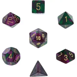New ✨ Chessex Gemini Purple & Green Dice with Gold Numbers Polyhedral 7-Die Dice Set 🛒