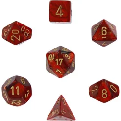 Hot Sale 😍 Chessex Scarab Scarlet with Gold Numbers Polyhedral 7-Die Dice Set ⭐