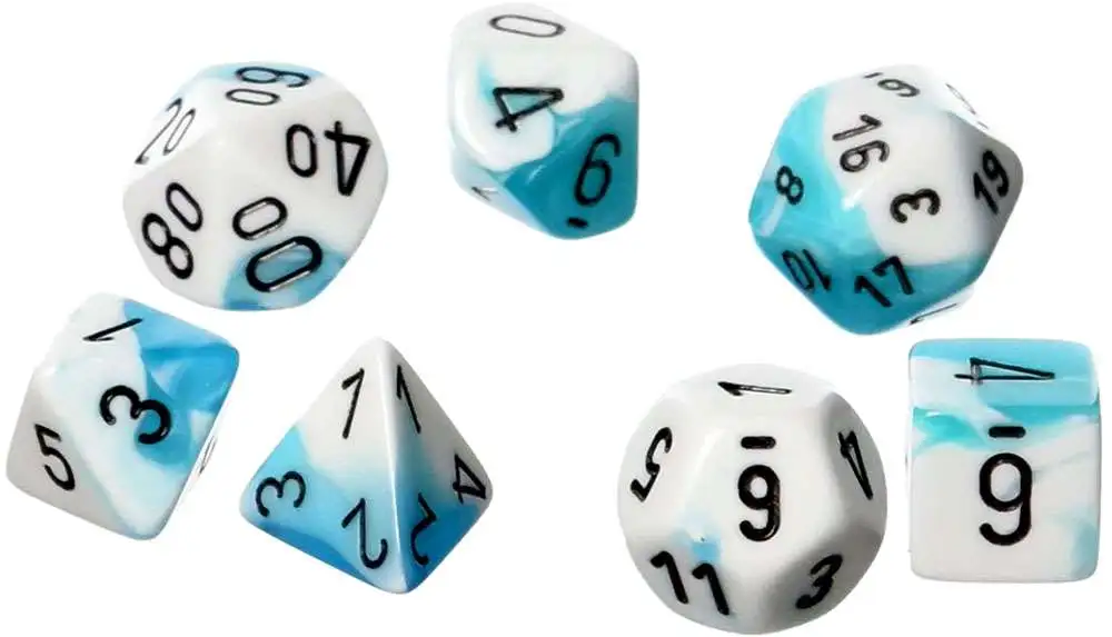 Best Pirce ⭐ Chessex Gemini Teal & White Dice with Black Numbers Polyhedral 7-Die Dice Set ✔️ 1 Best Pirce ⭐ Chessex Gemini Teal & White Dice with Black Numbers Polyhedral 7-Die Dice Set ✔️