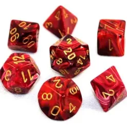Coupon ✔️ Chessex Vortex Burgundy with Gold Numbers Polyhedral 7-Die Dice Set ✔️