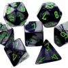 Cheapest 👍 Chessex Gemini Black-Gray with Green Numbers Polyhedral 7-Die Dice Set 😍