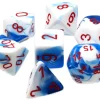 Deals ⌛ Chessex Gemini Atral Blue-White with Red Numbers Polyhedral 7-Die Dice Set ⭐