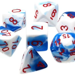 Deals ⌛ Chessex Gemini Atral Blue-White with Red Numbers Polyhedral 7-Die Dice Set ⭐