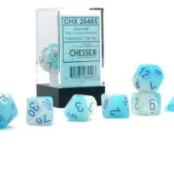 Hot Sale ✨ Chessex Gemini Pearl Turquoise-White / Blue Polyhedral 7-Die Dice Set #26465 👏