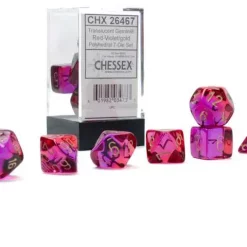 Outlet ✨ Chessex Gemini Red-Violet / Gold Polyhedral 7-Die Dice Set #26467 🎉