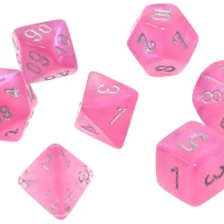 Wholesale 😉 Chessex Borealis Pink / Silver Luminary Polyhedral 7-Die Dice Set #27584 ✔️
