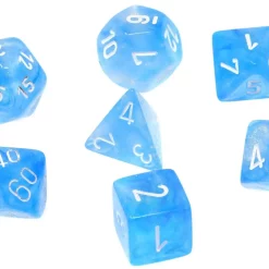 Budget 🎁 Chessex Borealis Sky Blue / White Luminary Polyhedral 7-Die Dice Set #27586 ✨