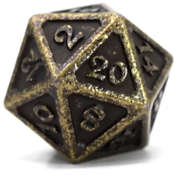 Buy 👏 Mythica Dire Dark Gold D20 Metal Polyhedral Die 😍