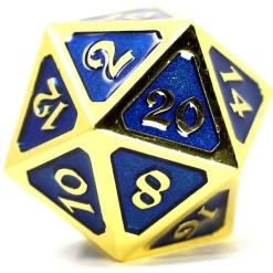Best Pirce ✨ Mythica Dire Gold Sapphire D20 Metal Polyhedral Die 🔥