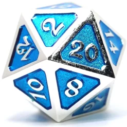Hot Sale 😀 Mythica Dire Platinum Aquamarine D20 Metal Polyhedral Die ⌛