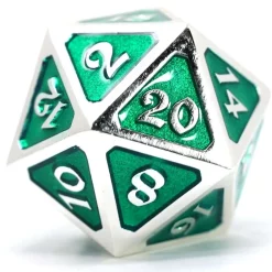 Best Sale 😀 Mythica Dire Platinum Emerald D20 Metal Polyhedral Die ✨