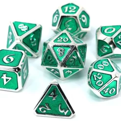 Best Sale ✨ Mythica Platinum Emerald Metal Polyhedral 7-Die Dice Set 🧨