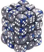 Deals 🎁 Chessex 6-Sided d6 Gemini 12mm Dice Pack #26823 [Blue-Steel & White] 🎁