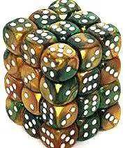 Hot Sale ✨ Chessex 6-Sided d6 Gemini 12mm Dice Pack #26825 [Gold-Green & White] ⭐
