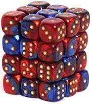Flash Sale 😉 Chessex 6-Sided d6 Gemini 12mm Dice Pack #26829 [Blue-Red & Gold] ⭐