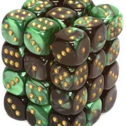 Buy 😉 Chessex 6-Sided d6 Gemini 12mm Dice Pack #26839 [Green & Gold] 🔔