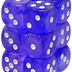 Promo 🎉 Chessex 6-Sided d6 Borealis Luminary 16mm Dice Pack #27777 [Purple/White] 🎉