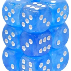 Cheap ✨ Chessex 6-Sided d6 Borealis Luminary 16mm Dice Pack #27786 [Sky Blue/White] ✨