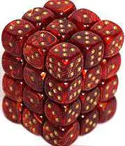 New ⌛ Chessex 6-Sided d6 Scarab 12mm Dice Pack #27814 [Scarlet & Gold] 💯