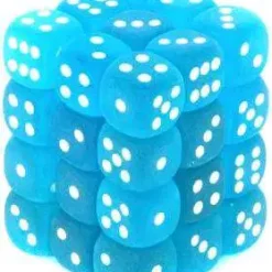 Best deal 🌟 Chessex 6-Sided d6 Frosted 12mm Dice Pack #27816 [Carribean Blue & White] 🔥