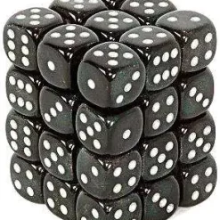 Discount ✨ Chessex 6-Sided d6 Borealis 12mm Dice Pack #27828 [Smoke & Silver] 👍