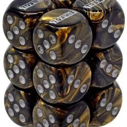 Discount 🥰 Chessex Toywiz 6-Sided d6 Leaf Black Gold with Silver 16mm Dice Pack ⌛