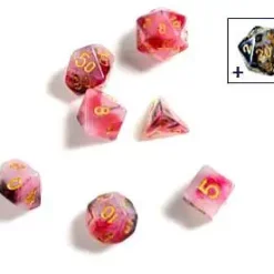 Coupon 🛒 Sirius Dice Marble Pink, Black & Red Polyhedral 7-Die Dice Set 💯