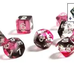 Wholesale 🌟 Sirius Dice Pink, Clear & Black Polyhedral 7-Die Dice Set ✨