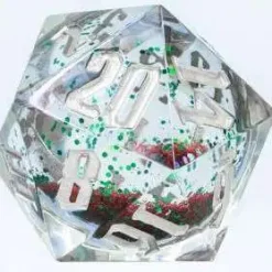 New 🎉 Sirius Dice Large D20 Snow Globe [Silver Ink, Red and Green Glitter, Silver Sno] ❤️