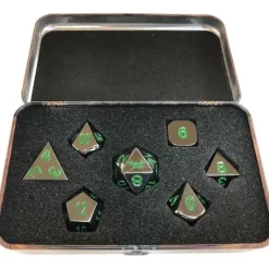 Buy 😍 Skullsplitter Metal Black Dragon Shiny Black Nickel with Green Numbers Polyhedral 7-Die Dice Set [Warlock Tome Case] 🎁